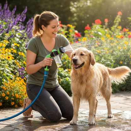 Dog Shower Sprayer 8 in 1 Pet Bath Cleaning Cat Dog Shower Gun High-pressure Hose Nozzle Foam Garden Car Animal Dog Wash Tool